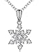 COOLSOME Snowflake Necklace Pendant Womens Girls 18K White Gold Plated Sparking 5A Cubic Zirconia Jewelry