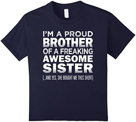 Kids Proud Brother of Freaking Awesome Sister Funny Brother Gift 10 Navy