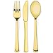 160 Piece Gold Heavyweight Disposable Cutlery Set - Plastic Silverware Flatware Pack - Includes 80 Forks, 40 Spoons, 40 Knives - Haute Soiree