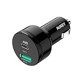 AUKEY Car Charger with 5V/3A USB C & 5V/2.1A Dual Port Compatible with Google Pixel/XL, Nexus 5X / 6P, Nintendo Switch, iPhone 7 / Plus and More