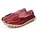 SHIBEVER Women's Leather Loafers Moccasins Wild Driving Casual Flats Oxfords Breathable Shoes Burgundy 8.5