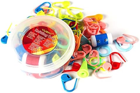 Sinddy Mix Color Knitting Stitch Counter Crochet Locking Stitch Markers Knitting Stitch Tools Sets Split Ring Markers Knit Count with Clear Case 74Pc