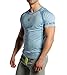 Men's Short Sleeve Tee Compression T Shirt Bodybuilding Workout Slim Fit, Large, Aqua blue