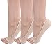 Flammi 3/6 Pairs Women Peep Toe Liner Socks No Show with Nonslip Heel Grip (5-8, 3pairs-beige)