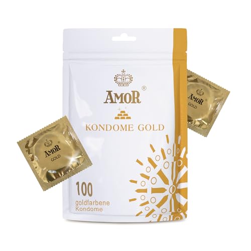 AMOR Premium Condoms Gold, Ø 53 mm Condoms Color Gold, Pack of 100