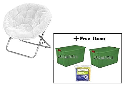 Mainstays Faux Fur Saucer Chair Plus A Dozen Microfiber Cloth 1 White Amazon In Home Kitchen