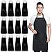 AFUN Kitchen Cooking Water Resistant Apron, Adjustable Bib Chef Aprons Bulk with 2 Pockets for Women Men(Black, 12)