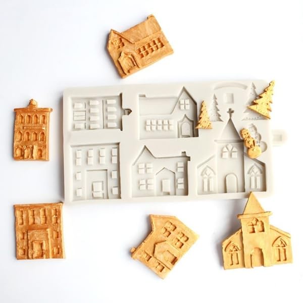 3D Xmas Christmas Tree House Silicone Mold For Fondant Cake Decor Chocolate Sugarcraft Gingerbread Baking Mould