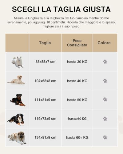 Favodormir Indoor Dog Bed Large Size Removable and Washable, Orthopaedic Bed Cushion for Dogs, Non-Slip Base Dog Mat, Outdoor, Grey, 104 x 68 x 8 cm