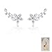 925 Sterling Silver Sparkling White Faceted Swarovski Crystal Floral Vine Cuff Earrings Fashion Jewelry for Women, Teens, Girls - Nickel Free
