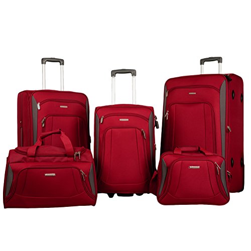 Buy Merax Newest Softshell Deluxe Expandable Rolling Luggage Set, Red