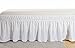Pleated Three Sides Fabrics Wrap Around Style Egyptian Cotton Elastic 17 inch Drop Dust Bed Skirt for Twin/Full,Queen,King Size Beds(King, White)