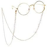 LUFF Anti-Skid Reading Glasses chain Glasses Strap retro metal chain sunglasses glasses holder (Gold)
