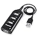 DHB 4 Port Mini USB 2.0 Hub for Laptop PC High Speed 480Mbps Black