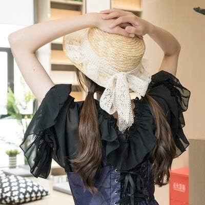 Amazon Junww 夏の 女性 ロリータスリップドレスフリルロリータスリングファルバラドレスエンジェルメイドドレスブラウスワンサイズ黒シャツ コスプレ 仮装 通販