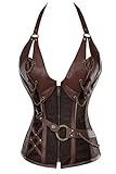 FIYOTE Women 14 Steel Bone Steampunk Leather Vintage Bustiers Corsets