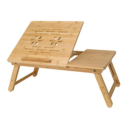 HBlife Bamboo Adjustable Lapdesk Foldable Laptop Stand Desk Breakfast Serving Bed Tray Tablet With Drawer