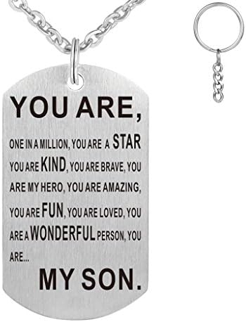 ZMZY To My Son Stainless Steel Dog Tag Pendant Necklace for Men DIY