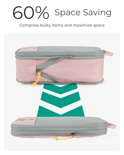 BAGSMART Clothes Bags Set of 6 Packing Bags Compression Packing Cube Set with Laundry Bag for Backpack, Travel Organiser, Suitcase Organiser for Travel