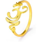 Self-Discovery Mala Om Symbol Ring for Women - Yoga Inspired, Silver or Gold, Adjustable Spiritual Fashion Jewelry Gift