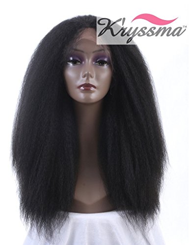 K'ryssma Italian Yaki Synthetic Hair Lace Front Wigs for Black Women Best Long Natural Looking Heat Safe Kinky Straight Synthetic Fiber Hair 20 Inch