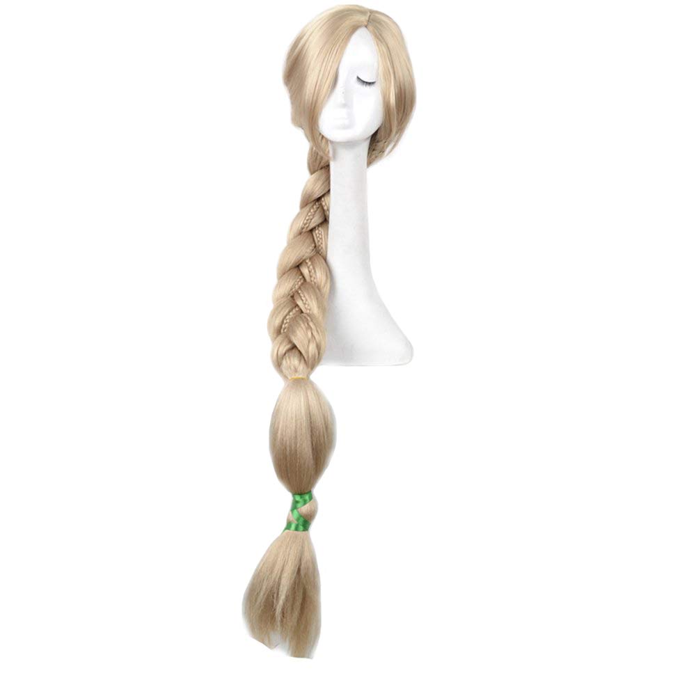 Yuehong 47 inch Long Blonde Anime Cosplay Costume Weaving Braid Hair Wigs Synthetic Wig