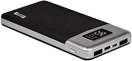 TONV Slim Power Bank 10000mah with Digital Display and Dual USB Output and Type C Micro Input Compatible with iPhone X,Sumsung S8 and More Smartphone (Black)