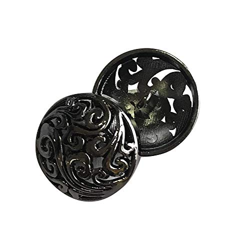 10 pcs Hollow Metal Sewing Button - 25mm Antique Vintage Beautiful Suits Button Set for Blazer, Suits, Coat, Uniform, Jacket (Black),Q362
