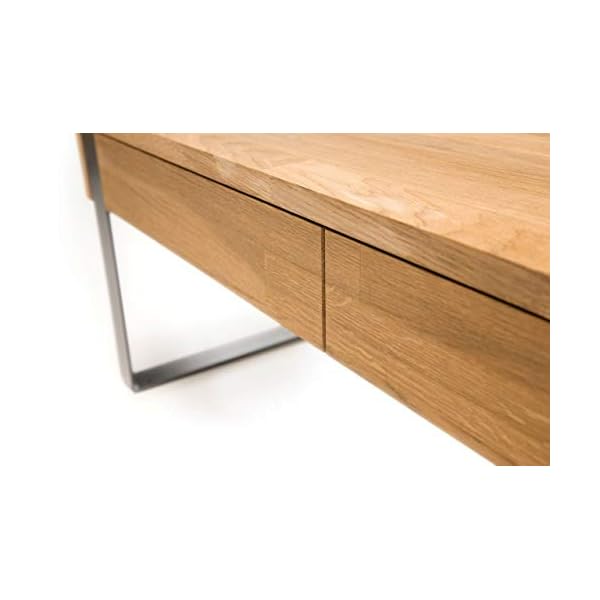 Couchtisch Eiche Massiv Geolt 1 Schubkasten Metall Untergestell Kufenformig Anthrazit Lackiert Couchtisch Design