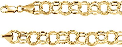 14K Yellow Gold 5.7mm Double Link Charm 8-Inch Bracelet