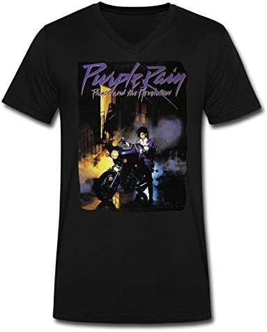 Prince Purple Rain T-shirts V Neck For Men Black XL