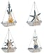 Juvale Mini Sailboat Model Decoration - 4-Piece Wooden Miniature Sailing Boat Home Decor Set, Beach Nautical Design, Navy Blue and White, 4.4 x 6.8 x 1.25 Inches