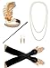 Zivyes 1920s Flapper Accessories Leaf Headband Pearl Necklace Black Gloves Earring