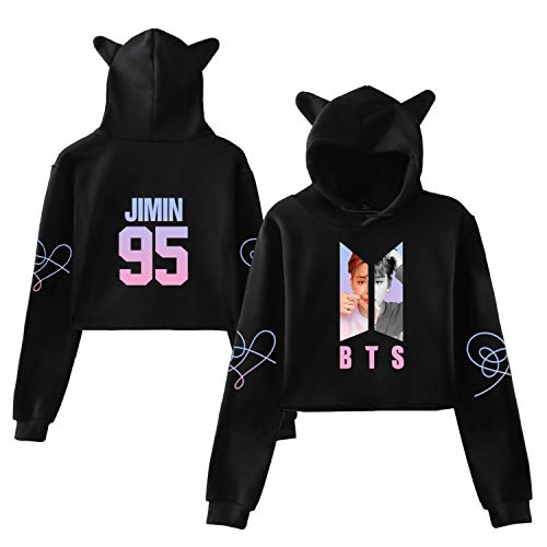 Aopostall Kpop BTS Jimin Crop Top Hoodie Sexy Cat Ear Sweatshirt Sweater
