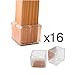 TEKEFT Chair Leg Caps Floor Protectors with Felt Pads Square Furniture Table Feet Covers Silicone Pads Fit 1-1/4 to 1-3/8Inches Transparent Clear,16 Pack