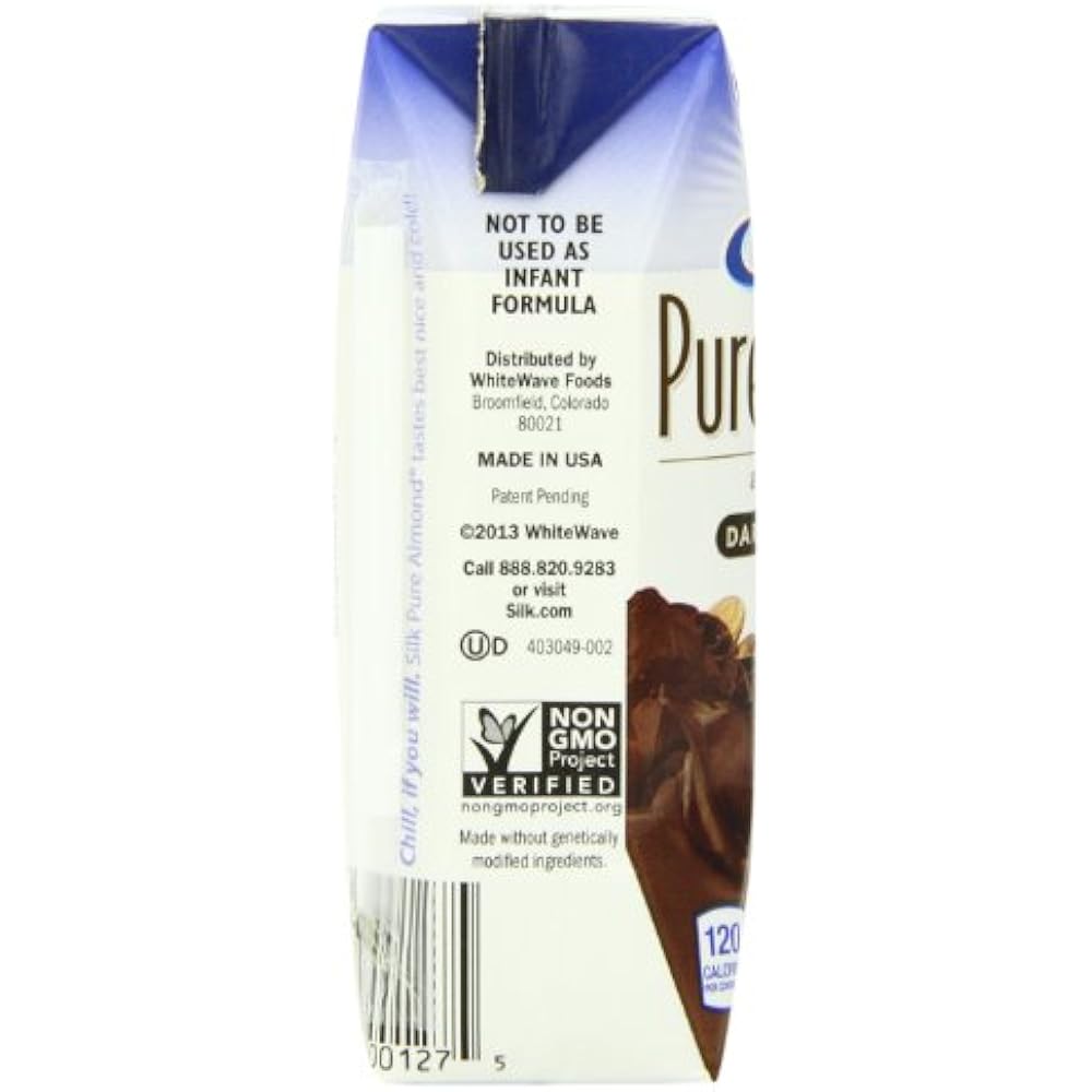 Silk Pure Soy Milk Almondmilk, Dark Chocolate, 8 Ounce, 18 Count