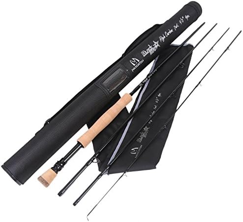 Maxcatch -Black Star- Fly Fishing Rod: IM10 Carbon Fiber, Pacbay Minima Guide, Anodized Reel Seat, 4-Piece, 4/5/6/7/8 wt