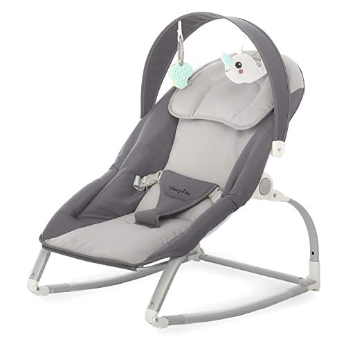 Dream On Me We Rock Rocker, Comforting Rocking Chair with Removable Toy Bar & Hanging Toy in Grey, 29.25×16.5×17 Inch…