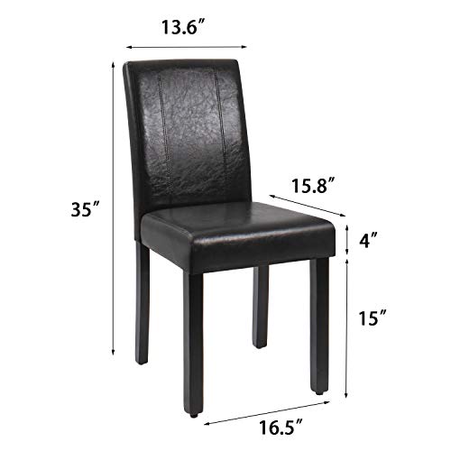 JUMMICO Dining Chair PU Leather Living Room Chairs Modern Kitchen Armless Side Chair with Solid