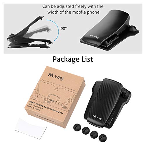 Car Mount, MWAY Car Phone Holder 3M Tapes 3.5-6.5 Inch Phone Stand for Dashboard with 4 Cable Clips,No Blocking for Sight,Durable Cell Phone Holder for iPhone X 8 7/7Plus/6/6S Plus/Samsung Smartphone