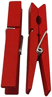 Wood Craft Clothespins Pegs with Spring 2.9" Pack of 40 (Red)