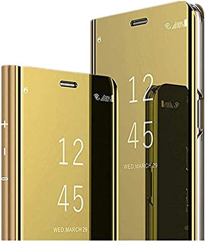 Mirror Samsung Galaxy A7 2018 Case - Samsung Galaxy A7 2018 Case Metal Plating Smart Flip Protective Makeup Mirror Case (Gold)