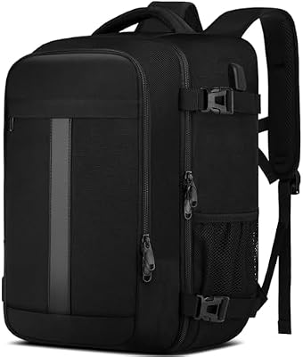 Mochila 40x30x20 Mochila Viaje Cabina Avion para Ryanair Equipaje de Mano para Vueling 24L Bolsa de Viaje Hombre Mujer Mochila Viaje Cabina Mochila Portatil 14 Pulgadas con Puerto USB Negro