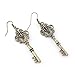 Vintage Feel Gold Tone Double Sides Crown Key Drop Earrings