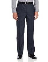 Perry Ellis Men's Portfolio Classic Fit Flat Front Folio Flex Waistband Sharkskin Pant, Azure Blue, 31x30