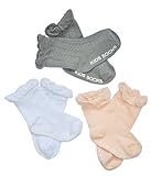 Petescilla Baby Girl Mesh Ruffle Dress Socks Non-Skid 3-pack