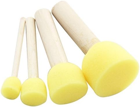 4 Set Yellow Sponge Paint Brush Seal Sponge Brush Wooden Handle Children's Painting Tool Graffiti Kids Diy Doodle Drawing Toys