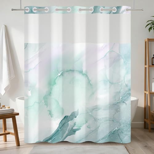 NAEMBCU Marble Shower Curtain with Liner