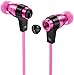 Sentey Pink Earbuds Earphones Headset in Ear Headphones Inline Control and Microphone Metal Audiophile for Music Running Travel Carrying Case Included Tangle Free Cable Oryon LS-4219 Kids Men Girls