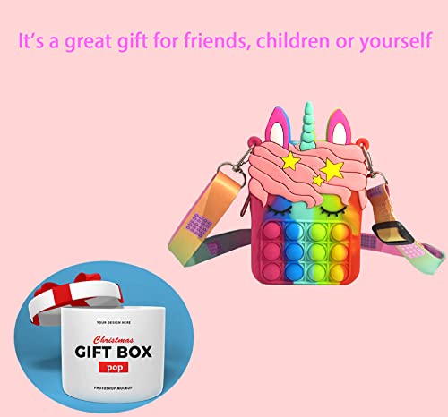 Forgreafa Pop Purse Fidget Toys for Girls, Push Bubble Sensory Crossbody Shoulder Bag, Dimple Toy Kids Handbag Relieve Stress Relief Silicone Bag